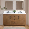 Double Sink Bathroom Vanity in Tan with Black Limestone Top CVG DB