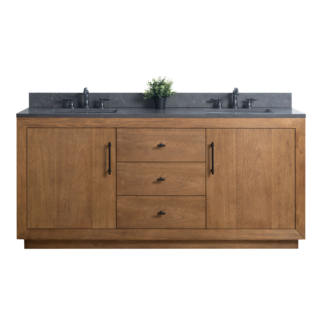 front view of 72 in. W x 22 in. D x 38 in. H Double Sink Bathroom Vanity in Tan with Top
