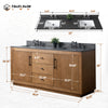 Double Sink Bathroom Vanity in Tan with Black Limestone Top CVG DB