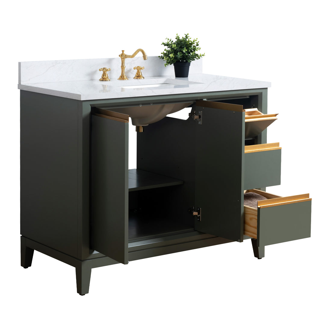 42x22x34″ Single Sink Bathroom Vanity Set with Cabinet & Marble Top