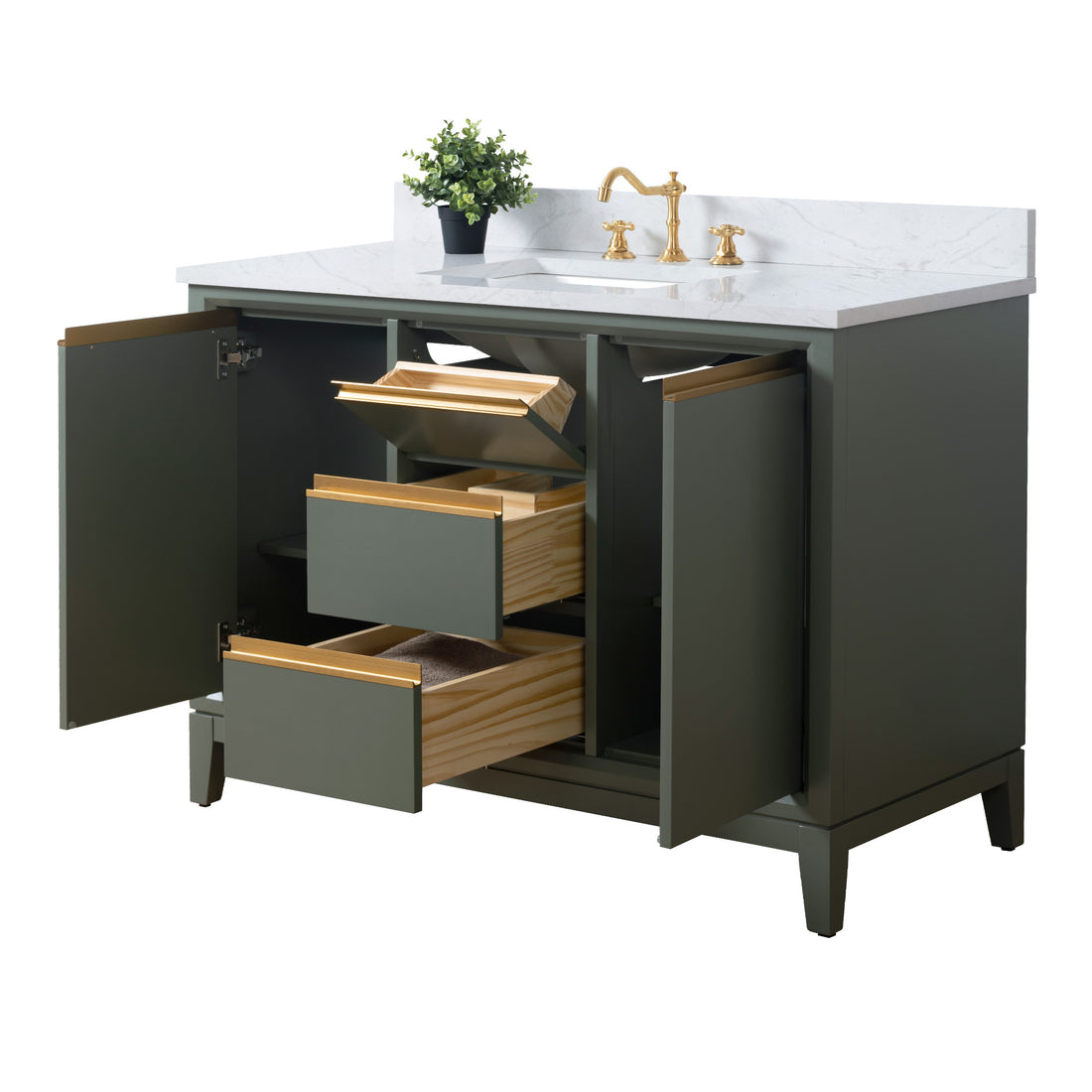 48x22x34″ Single Sink Bathroom Vanity Set with Cabinet & Marble Top