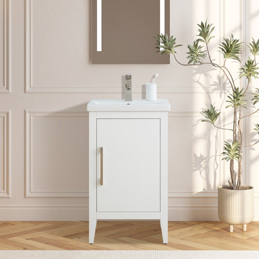 Bathroom Vanity Cabinet with Engineered Marble Top CVI W