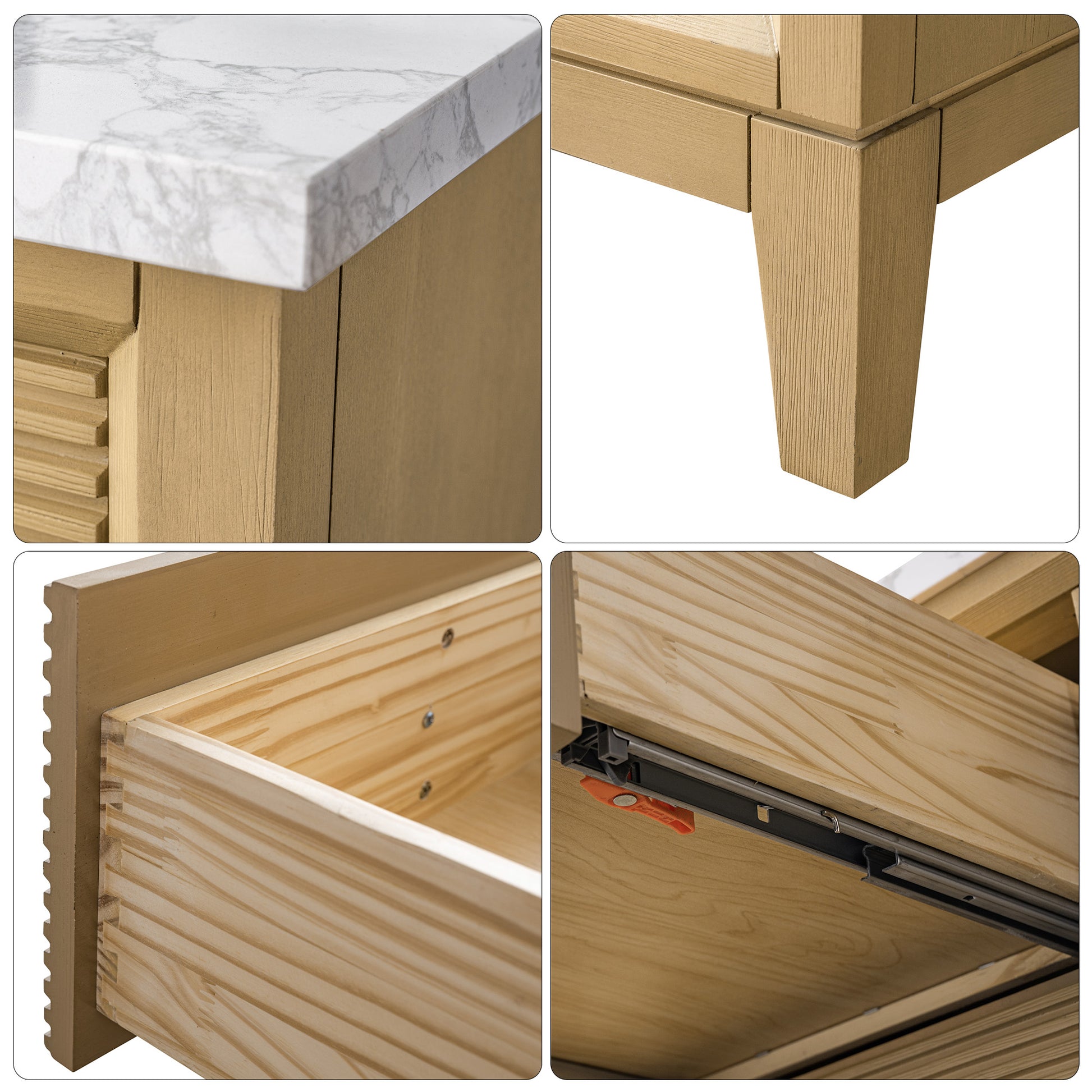 details of 30x22 Inches Single Sink Freestanding Bathroom Vanity Cabinet with Marble Top