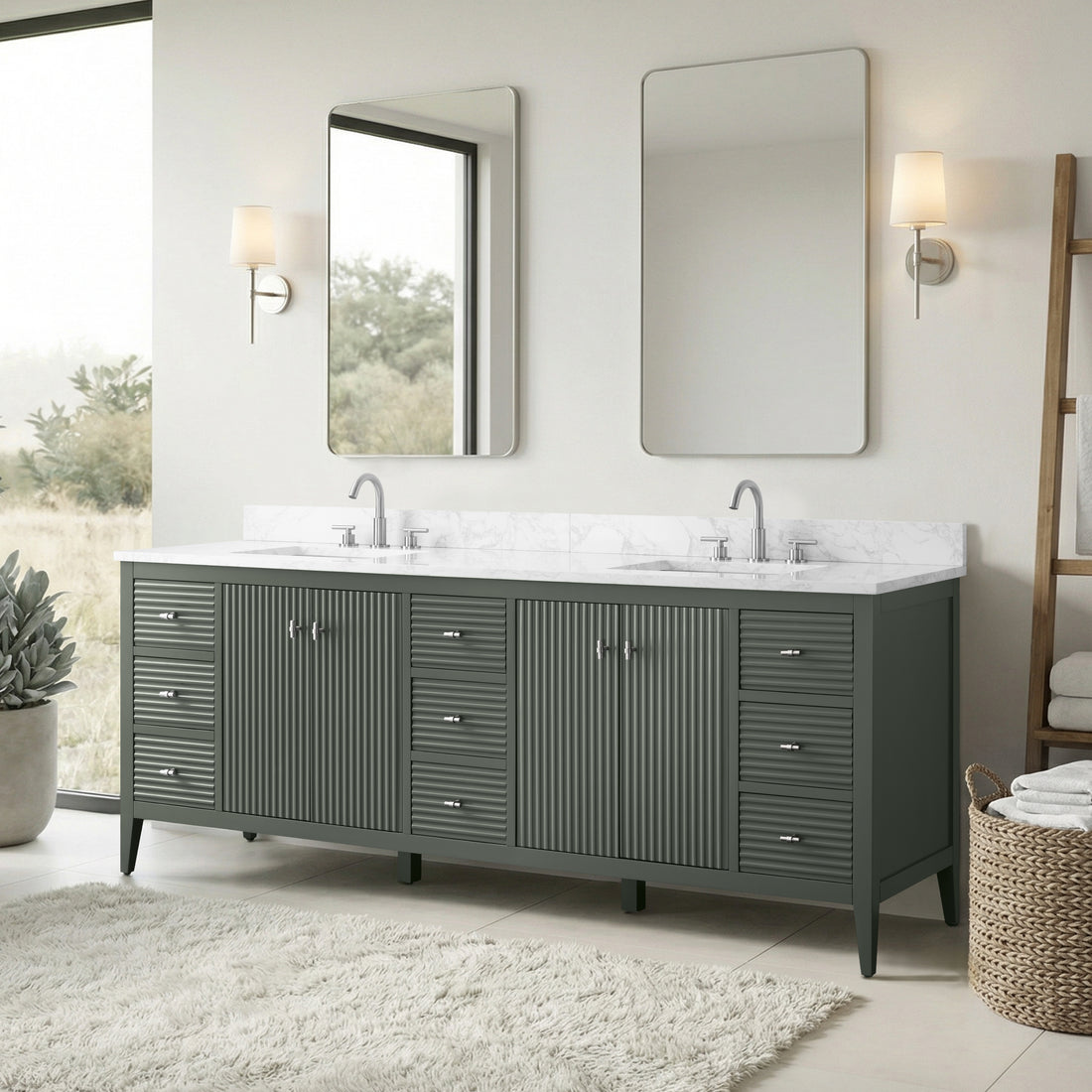 84"x22"x34"vanity with engineering stone top
