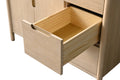 Close-up of VanityArt vanity open wood drawer showing dovetail joinery and solid pine interior construction