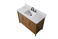 VanityArt 48 inch walnut bathroom vanity angled overhead view showing white stone top and integrated sink