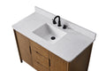 VanityArt 48 inch walnut vanity overhead angle showing white stone top, undermount sink and matte black 3-hole faucet