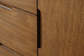 VanityArt walnut vanity close-up of drawer integrated pull handle and door panel wood grain detail
