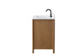 VanityArt 42-inch walnut bathroom vanity side profile view white engineered stone top matte black faucet