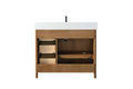 VanityArt 42-inch walnut vanity rear view open cabinet and drawers showing back panel interior construction