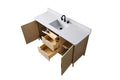 VanityArt 60-inch bathroom vanity open storage interior with pull-out wood drawers, top-down angled view