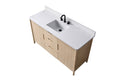 VanityArt 60-inch light oak bathroom vanity with white engineered stone top and undermount sink, overhead view
