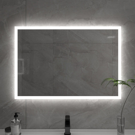 Frameless Rectangular LED Light Bathroom Vanity Mirror in Clear VA3D