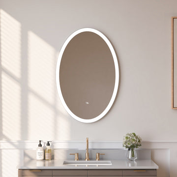 Framed Oval LED Light Bathroom Vanity Mirror in Clear VA50