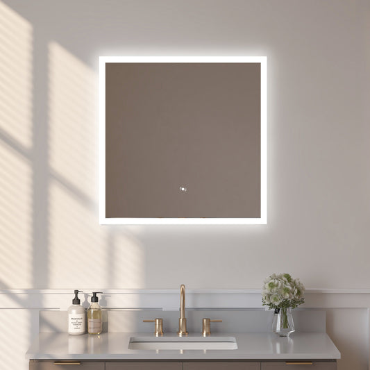 Frameless Square LED Light Bathroom Vanity Mirror in Clear VA56