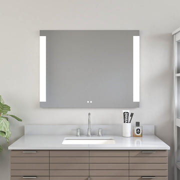 Large Frameless Rectangular LED Wall Mounted Bathroom Vanity Mirror in Clear VA76B