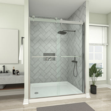 Framed Bypass Sliding Shower Door in Chrome with Explosion Proof Clear Glass VABSD6076