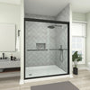 Framed Bypass Sliding Shower Door in Brushed Nickel with Explosion Proof Clear Glass VARAE