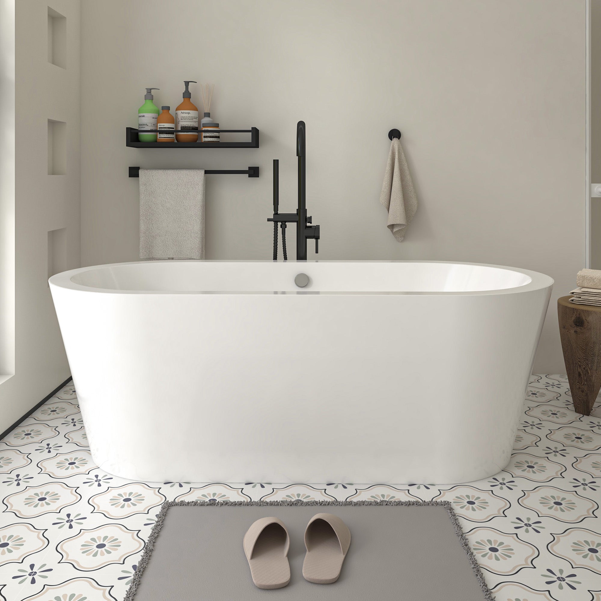 Lorient Acrylic Flatbottom Freestanding Soaking Tub - Vanityart